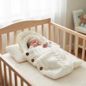 Pucktuch Babydecke Acryl | 0-6 Monate mit Kapuze