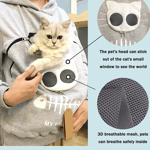 Hoodie für Katzenliebhaber mit Tragebeutel aus Polyester – Bild 6