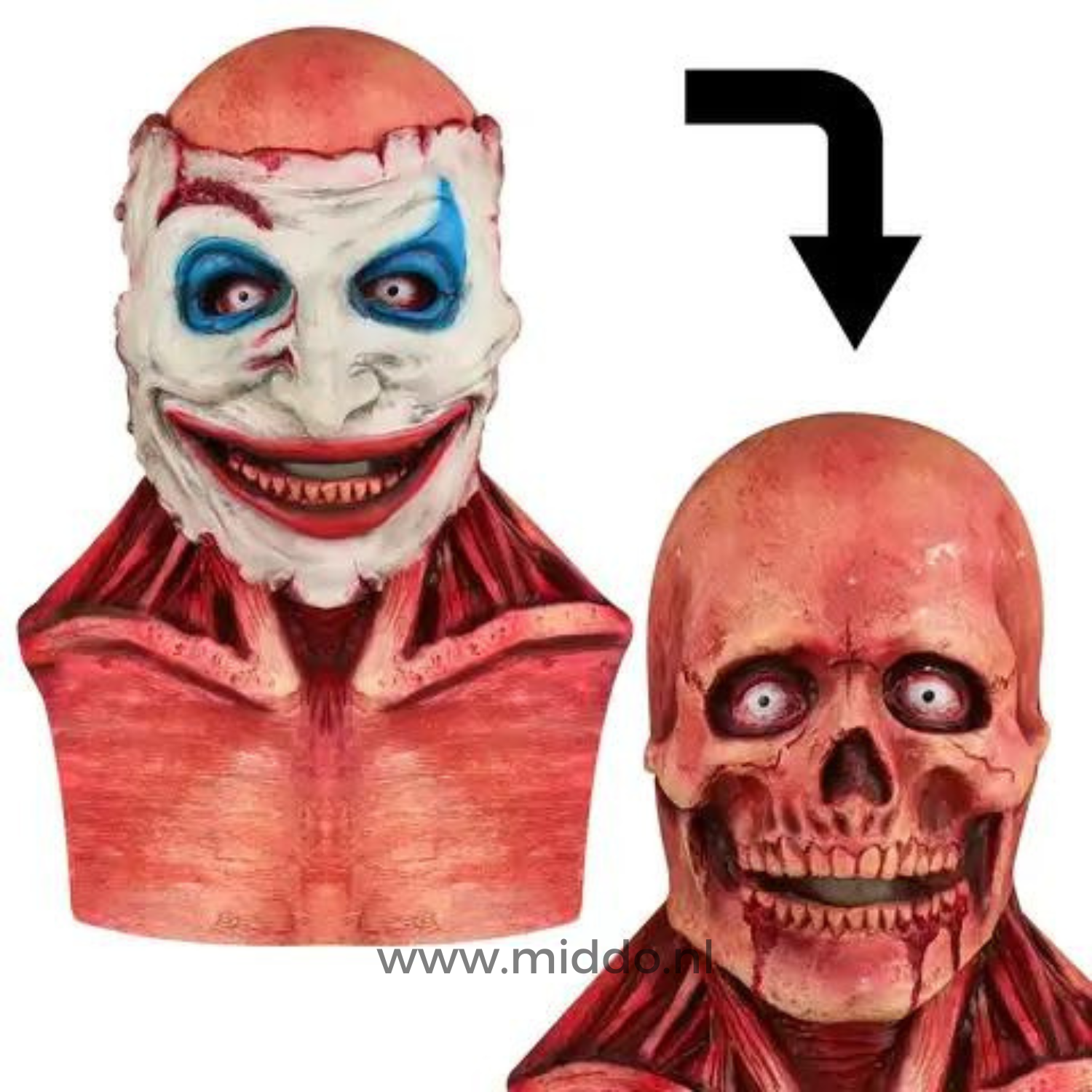 Halloween Maske Latex mit abnehmbarer Schicht & beweglichem Kiefer – Bild 3
