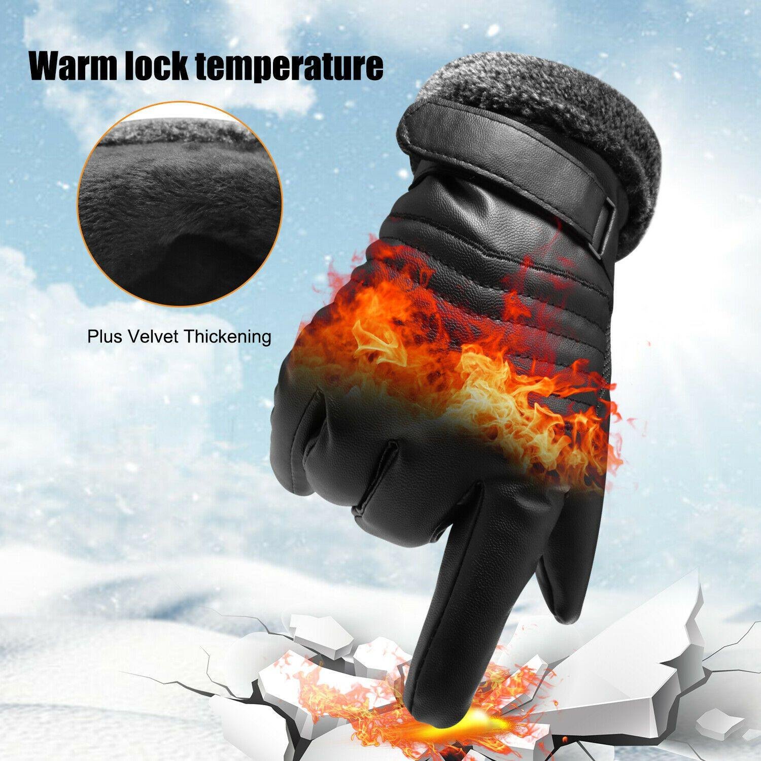 Skihandschuhe Leder -30°C winddicht Samtfutter Touchscreen – Bild 8