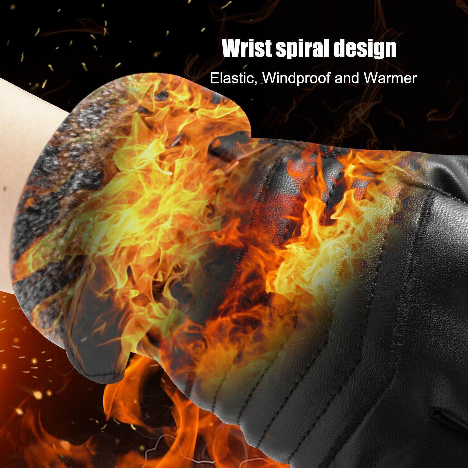 Skihandschuhe Leder -30°C winddicht Samtfutter Touchscreen – Bild 9