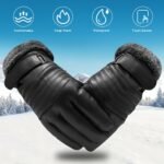 Skihandschuhe Leder -30°C winddicht Samtfutter Touchscreen
