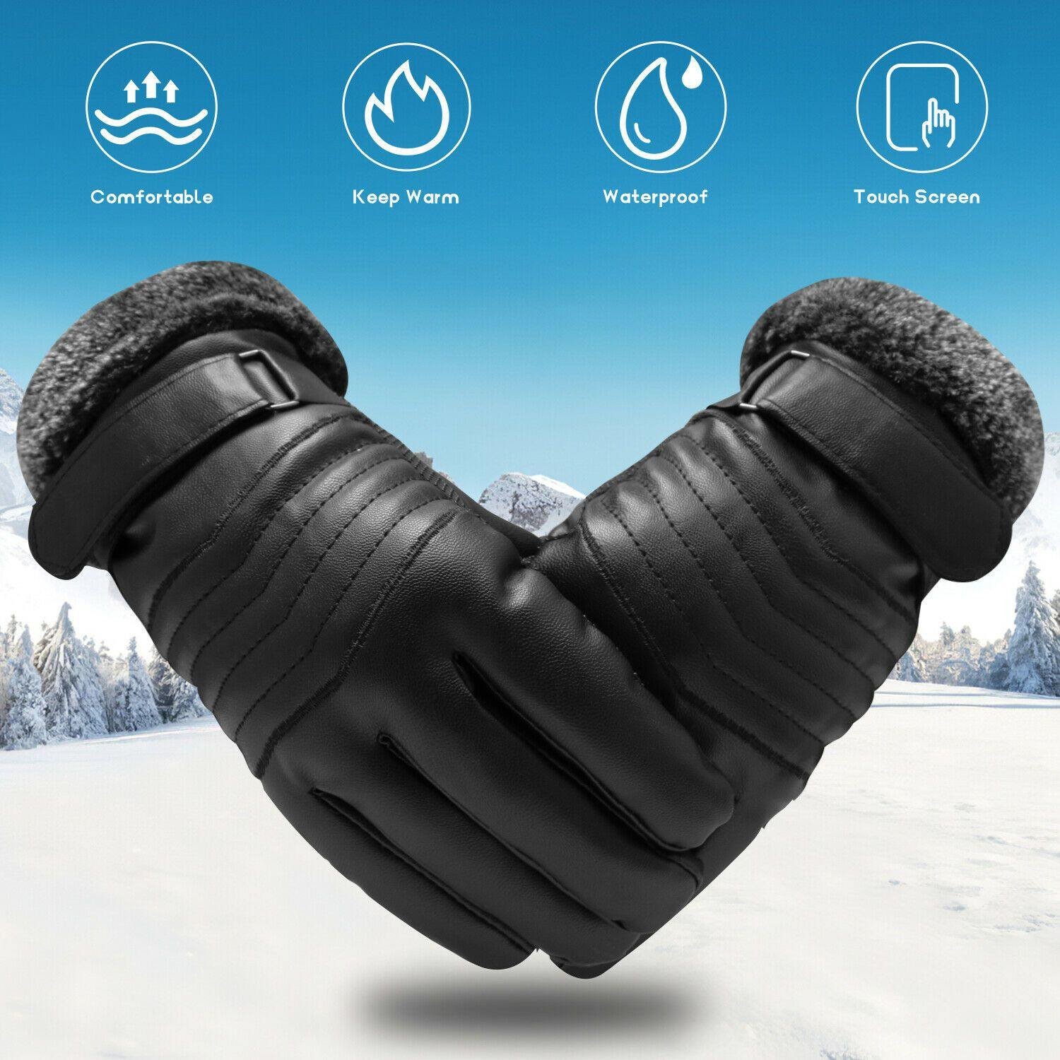 Skihandschuhe Leder -30°C winddicht Samtfutter Touchscreen