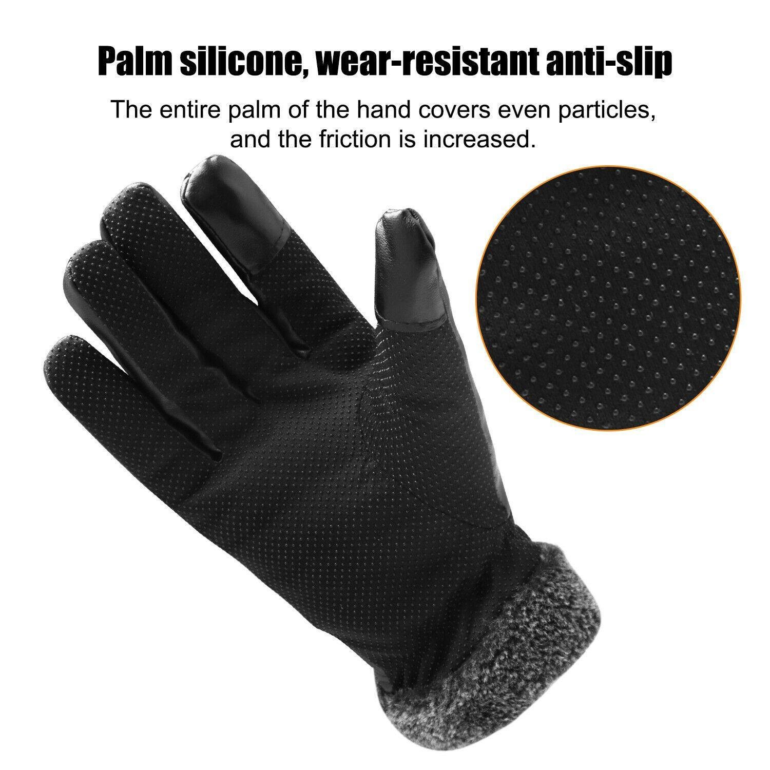 Skihandschuhe Leder -30°C winddicht Samtfutter Touchscreen – Bild 5