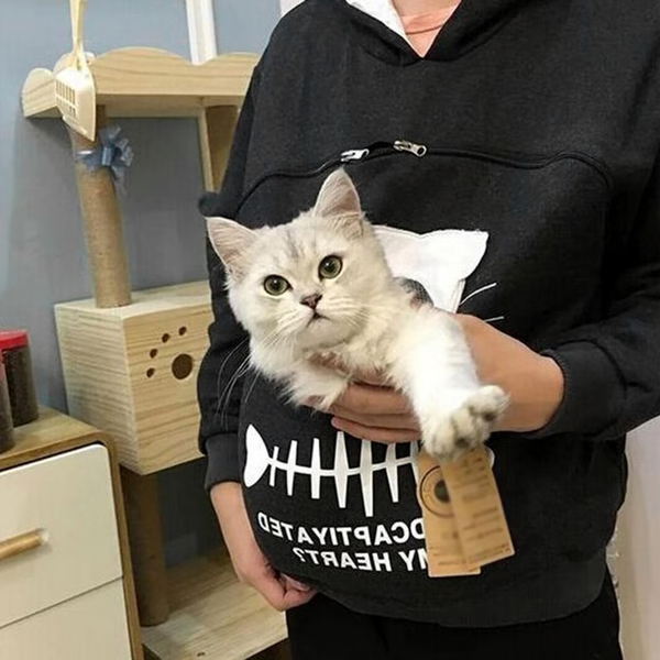 Hoodie für Katzenliebhaber mit Tragebeutel aus Polyester – Bild 2