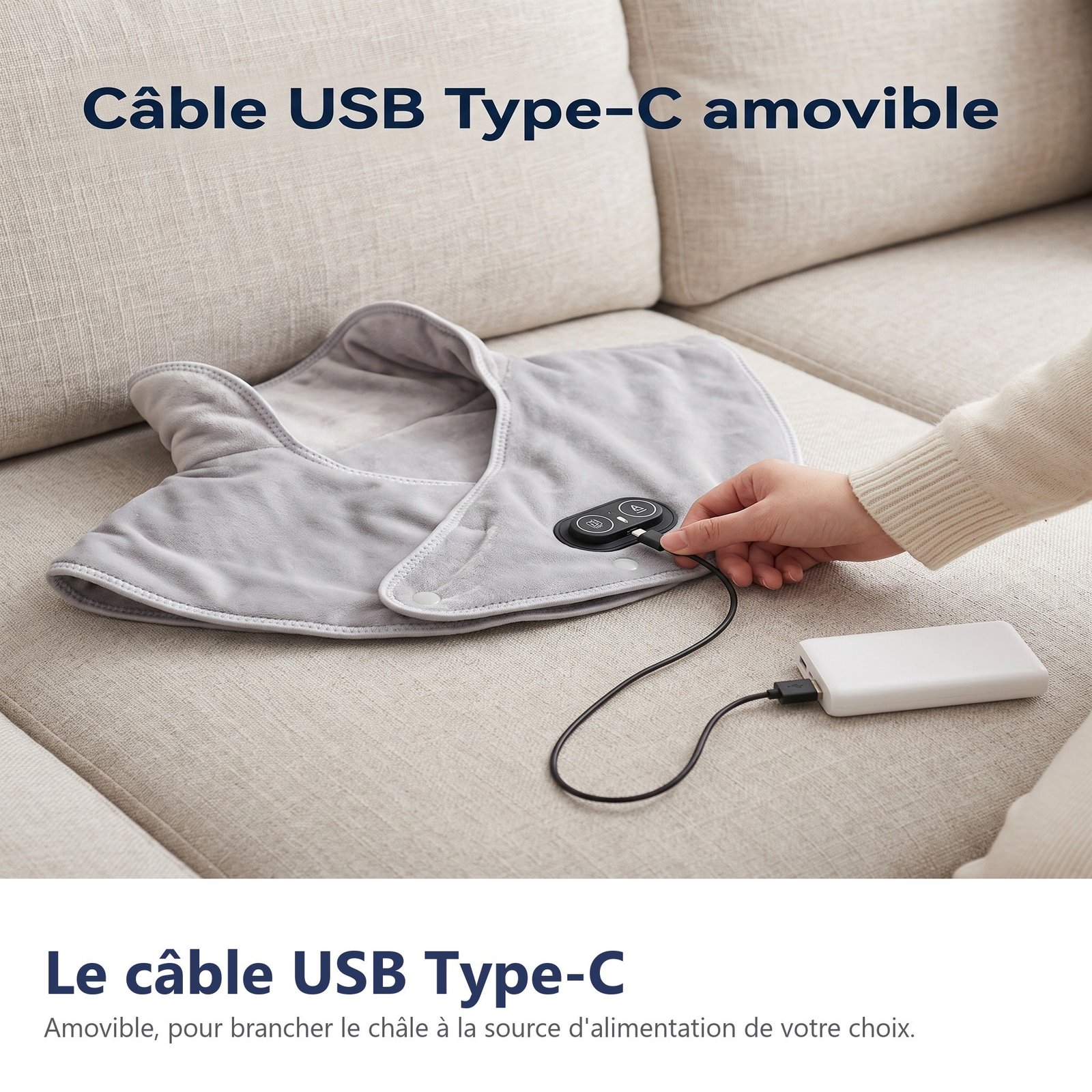 Heizschal Nacken Schulter USB-C Samt 3 Heizstufen Massage – Bild 12