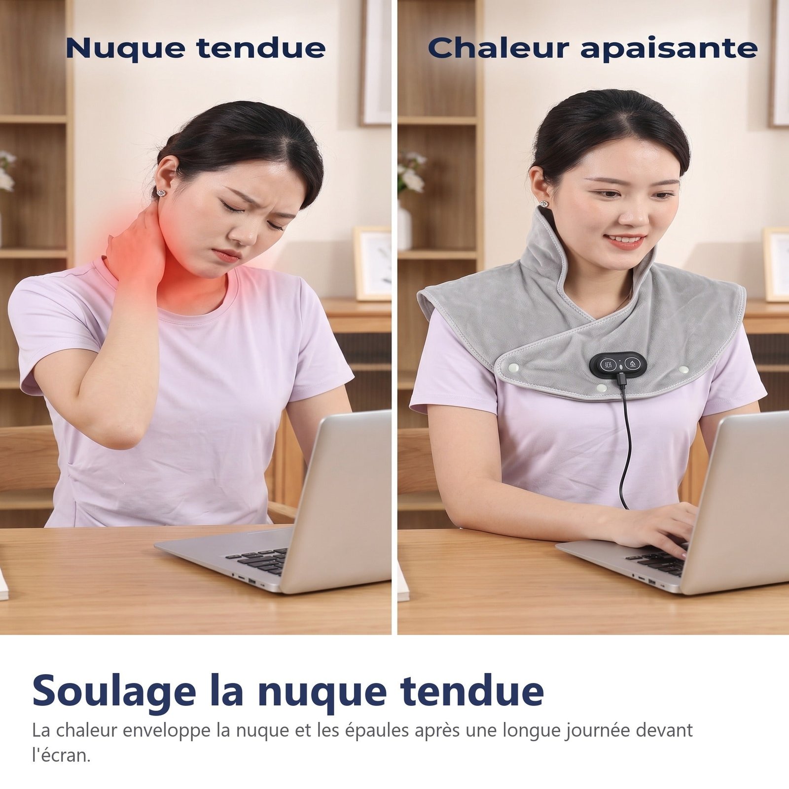 Heizschal Nacken Schulter USB-C Samt 3 Heizstufen Massage – Bild 9