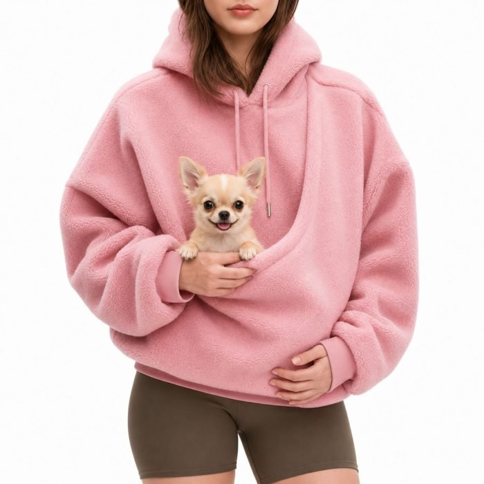 Women_sOversizedSherpaPetPouchHoodieforSmallDogsandCatsPink-1